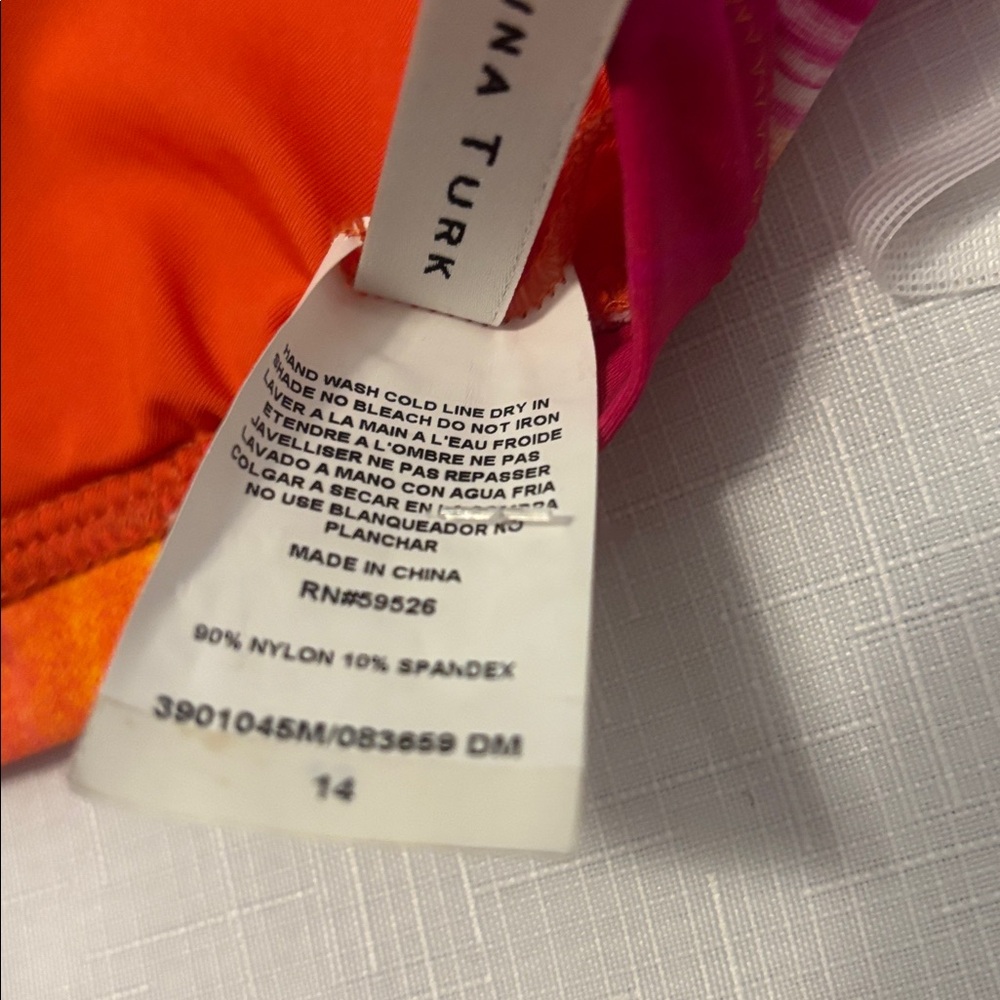 Trina Turk Solstice Pink Multi Halter Plunge Striped One Piece  SZ 14 vacay NWT - Picture 5 of 14